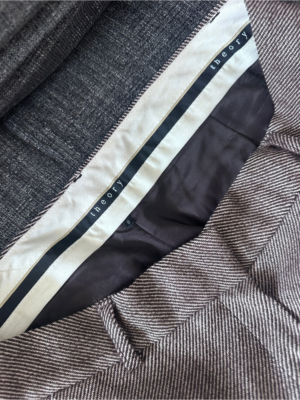 Theory Brown Herringbone Cotton Blend Straight Leg Dress Pants Pockets 8 - Picture 4 of 15